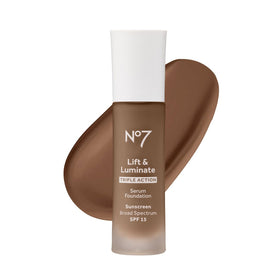 No7 Lift & Luminate Serum Foundation 30ml Umber front view