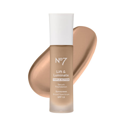 No7 Lift & Luminate Serum Foundation Warm Beige front view