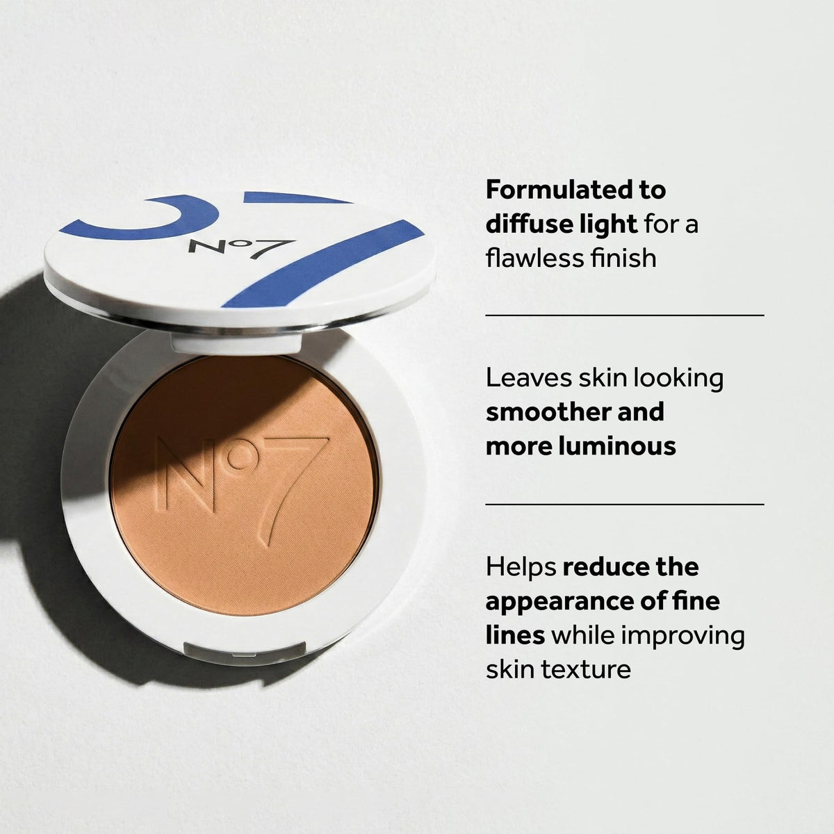 No7 Lift & Luminate Triple Action Face Powder, Deep close-up of powder