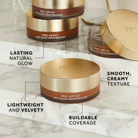 No7 Pro Artist Soft Glow Cream Bronzer Light in use with makeup