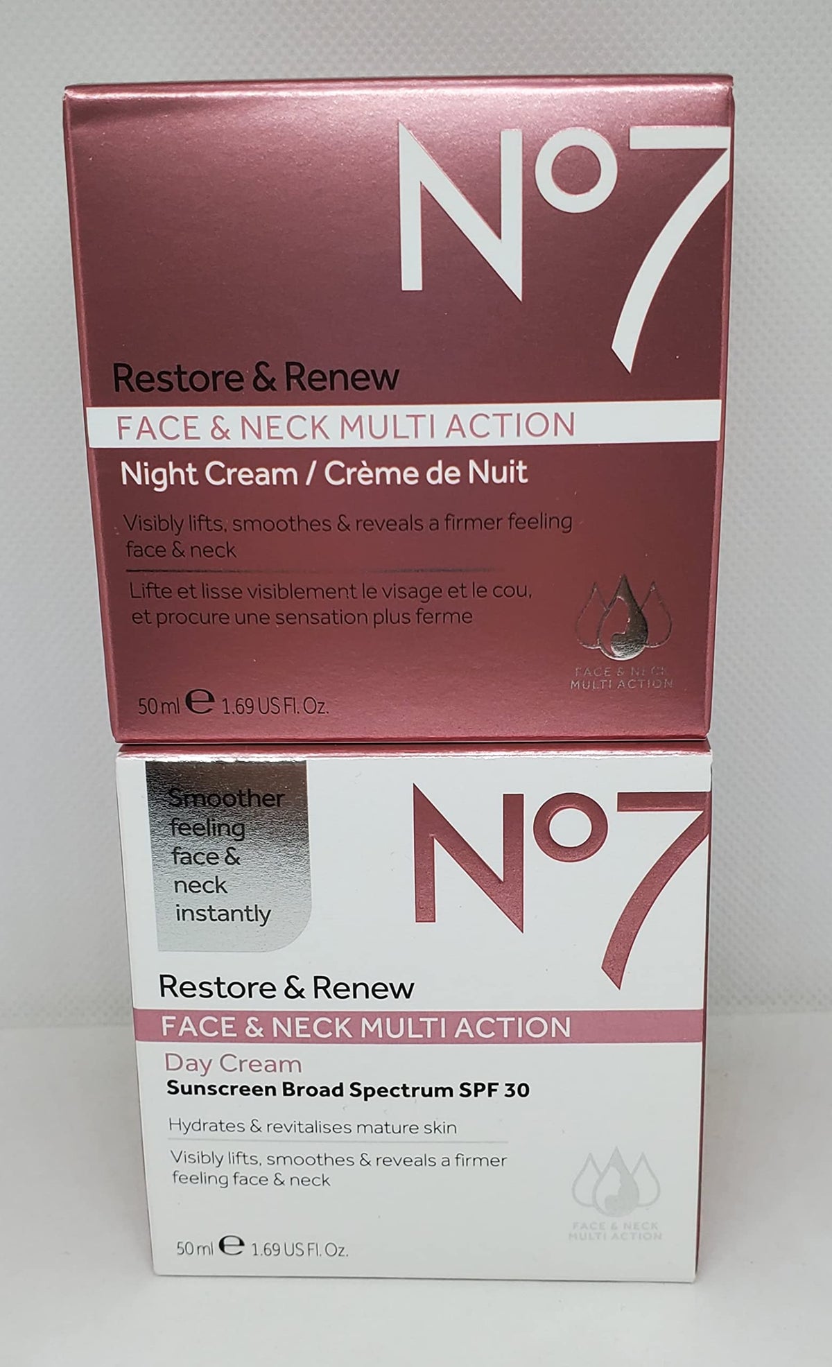 No7 Restore & Renew Face & Neck Multi Action Night Cream 50ml side view
