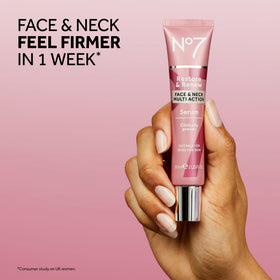 No7 Restore & Renew Face & Neck Serum application on skin