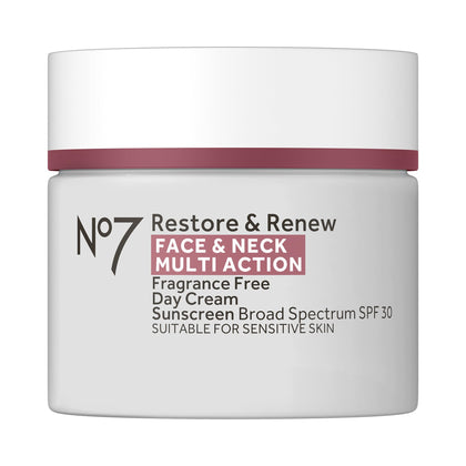 No7 Restore & Renew Multi Action Face & Neck SPF 30 Cream front view