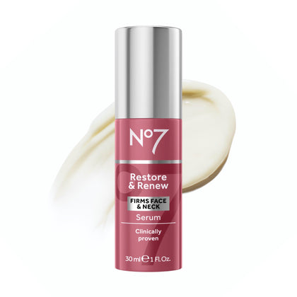 No7 Restore & Renew Sculpting Face & Neck Serum front view