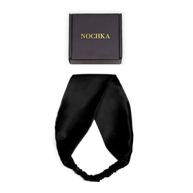 Nochka Fashion 100% Pure Mulberry Silk Headband front view in black