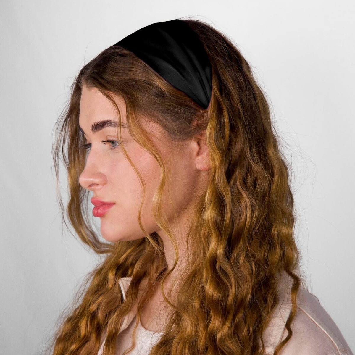 Nochka Fashion Silk Headband side view showcasing the silk texture