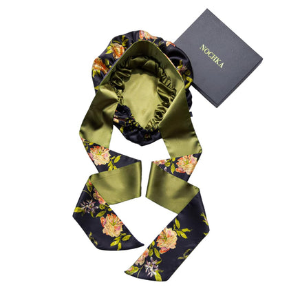 Nochka Fashion Wild Rose Silk Hair Bonnet front view