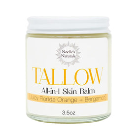Noelle's Naturals Tallow Balm 3.5oz jar front view with orange and bergamot scent