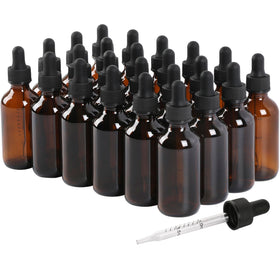 NOOEEISS 24 Pack Glass Dropper Bottles front view with amber colour
