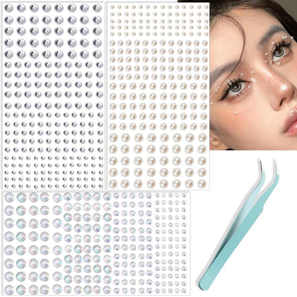 nooepc 660Pcs face gems in various sizes on a sheet