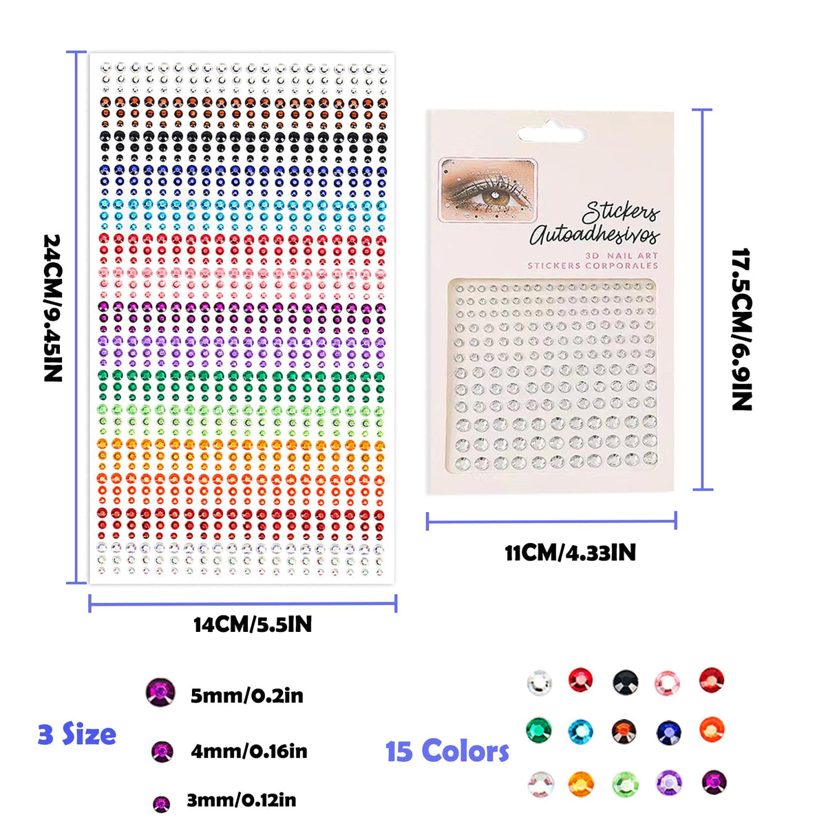 nooepc Face Gems rhinestones in various sizes