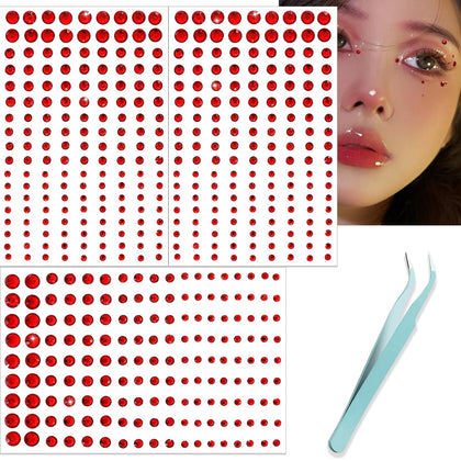 nooepc Red Face Gems package showing 3 sheets of rhinestones