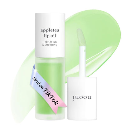 NOONI Appletea Lip Oil front view with tinted gloss