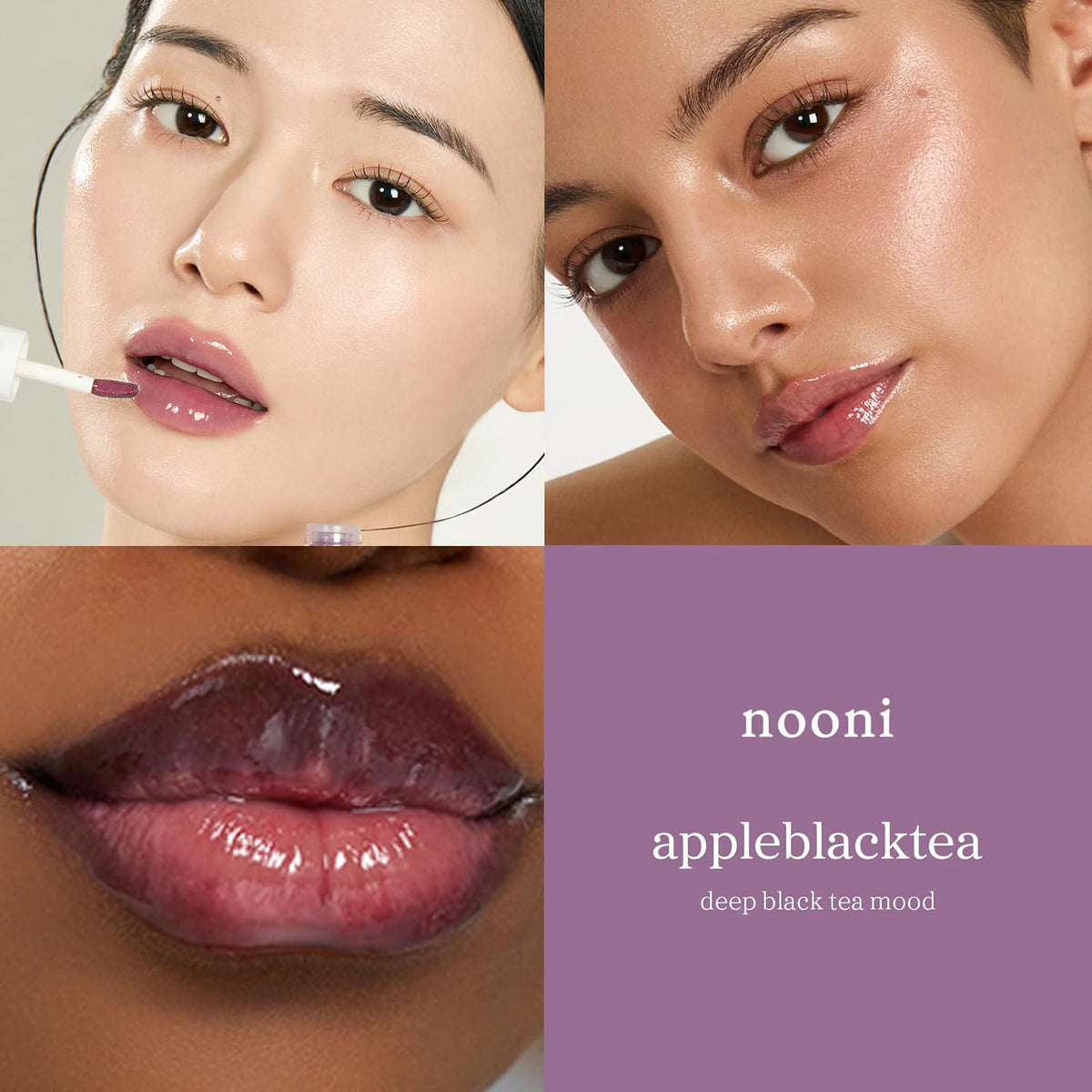NOONI Korean Lip Oil Appleblacktea lifestyle shot on a vanity