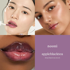 NOONI Korean Lip Oil Appleblacktea lifestyle shot on a vanity