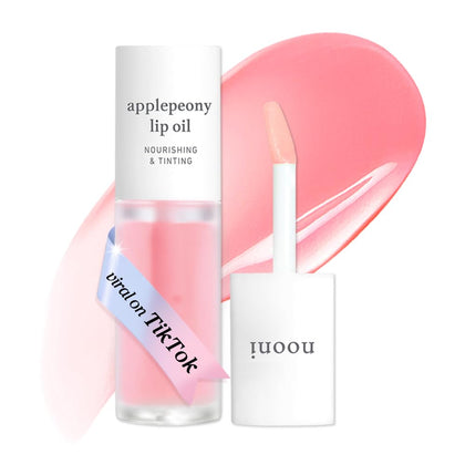 NOONI Korean Lip Oil Applepeony front view with packaging