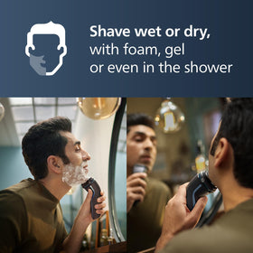 Norelco 3600 Electric Shaver charging with USB-A cable