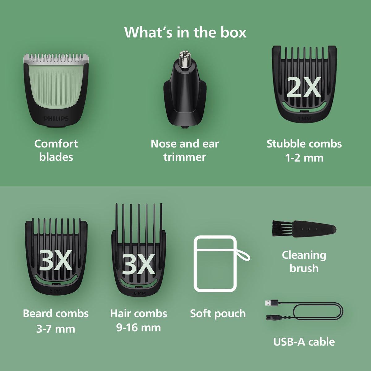 Norelco All-in-One 3000 Series Trimmer with USB-A charging cable