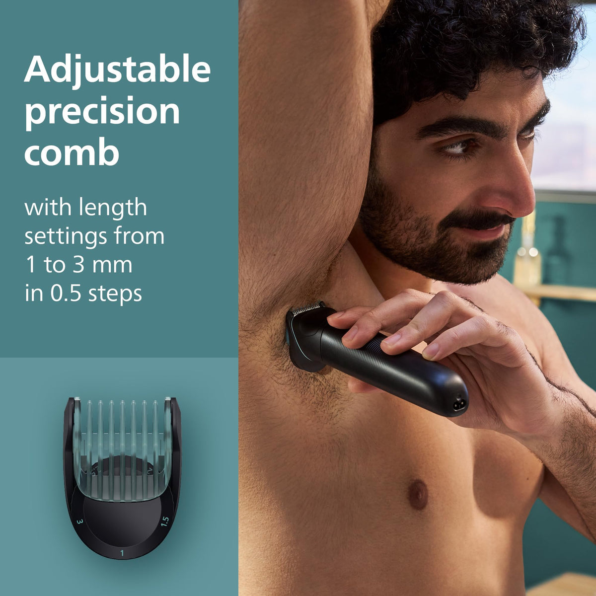 Norelco Body Groomer 5000 Series side view with ergonomic grip