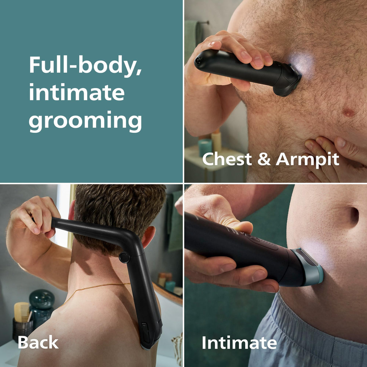 Norelco Body Groomer 9000 back view with handle attachment