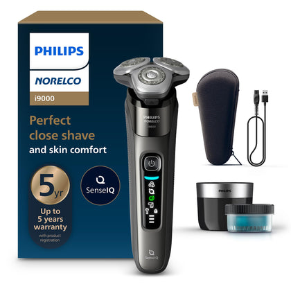 Norelco i9000 Electric Shaver front view in dark slate