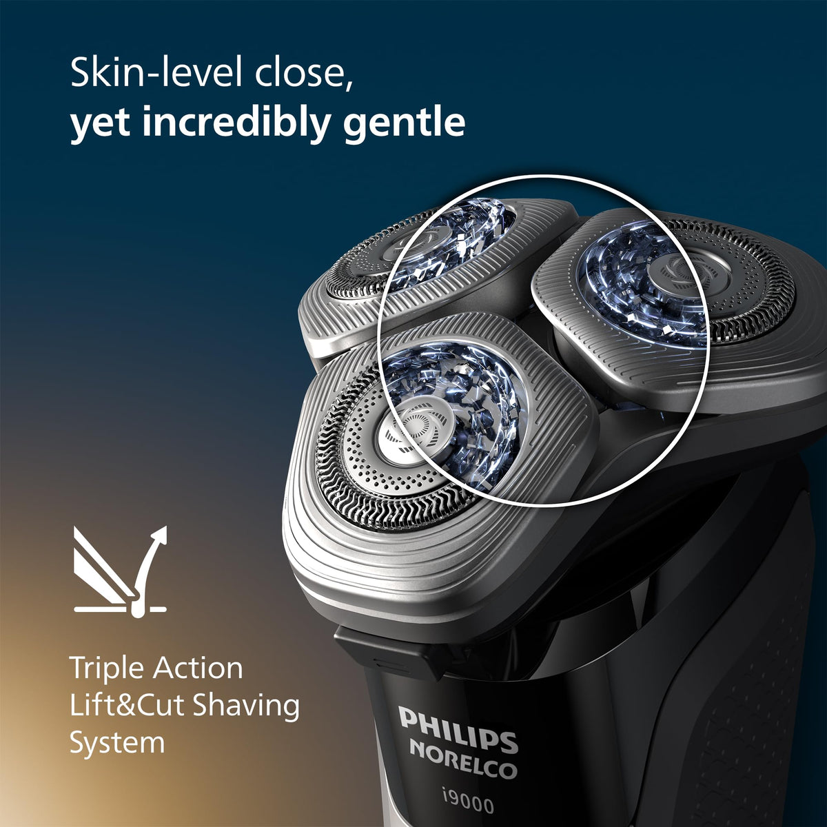 Norelco i9000 Electric Shaver showing flexible heads