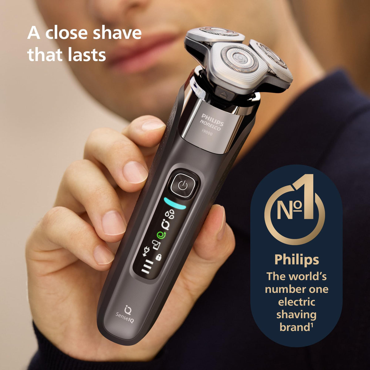 Norelco i9000 Electric Shaver side view with flexible heads