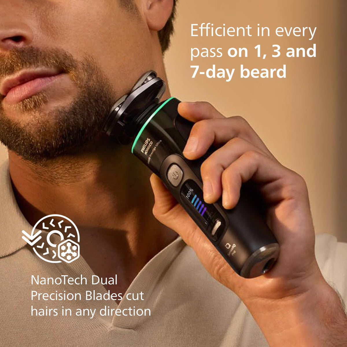 Norelco i9000 Prestige Electric Shaver close-up of cutting blades
