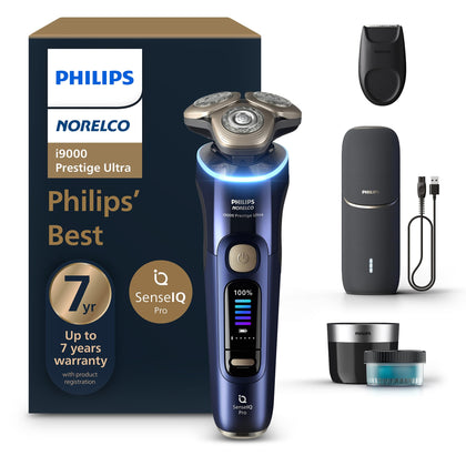 Norelco i9000 Prestige Electric Shaver front view in Adriatic colour
