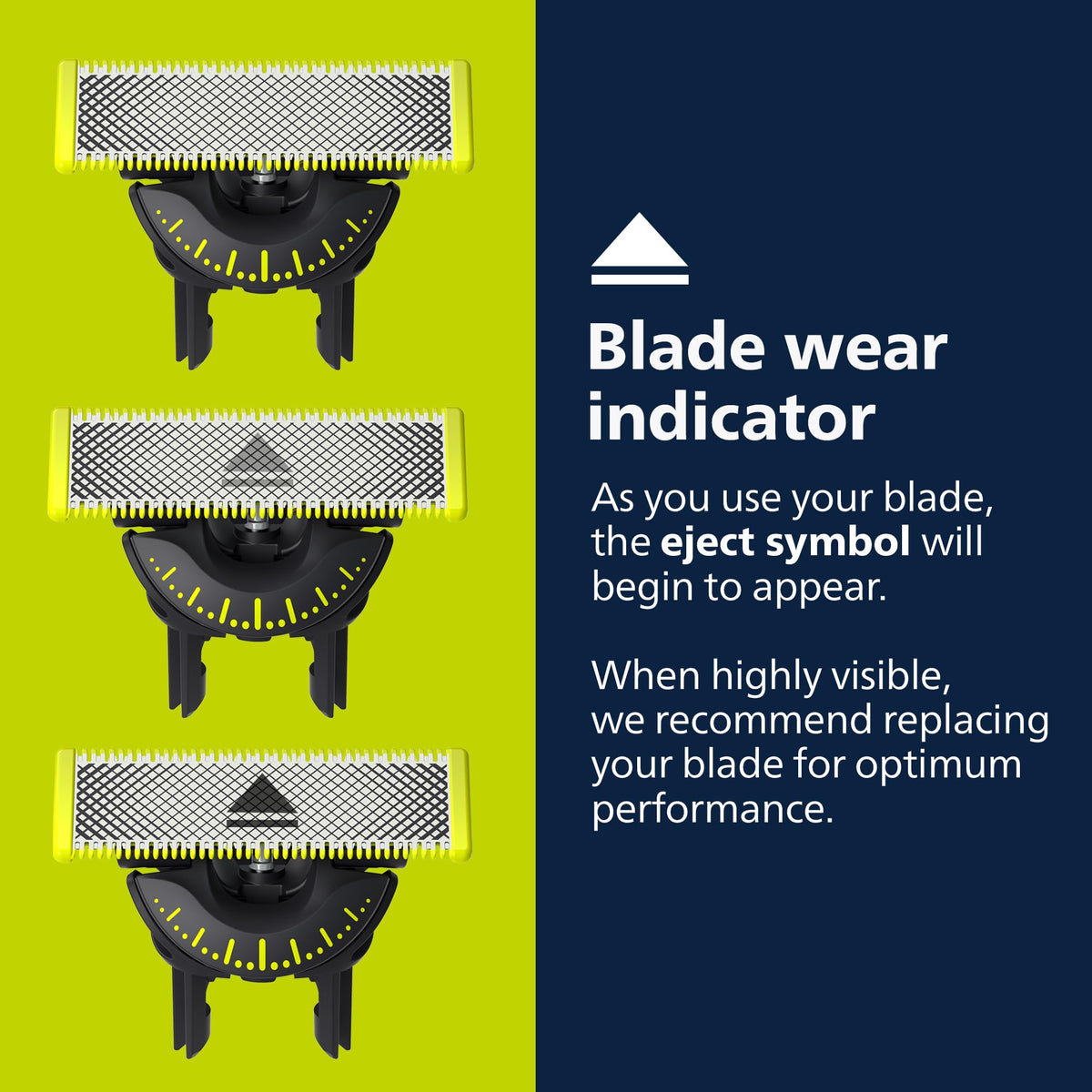 Norelco OneBlade 360 Blade close-up showing rounded tips