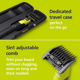 Norelco OneBlade 360 showing the app interface on a smartphone