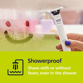 Norelco OneBlade Intimate Trimmer in a bathroom setting