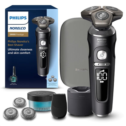 Norelco S9000 Prestige Electric Shaver black matte front view