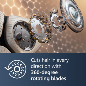 Norelco S9000 Prestige Electric Shaver NanoTech DualPrecision blades close-up