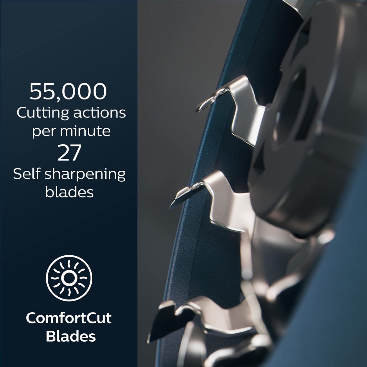 Norelco Shaver 5000X displaying self-sharpening blades