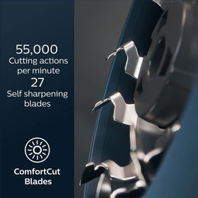 Norelco Shaver 5000X displaying self-sharpening blades