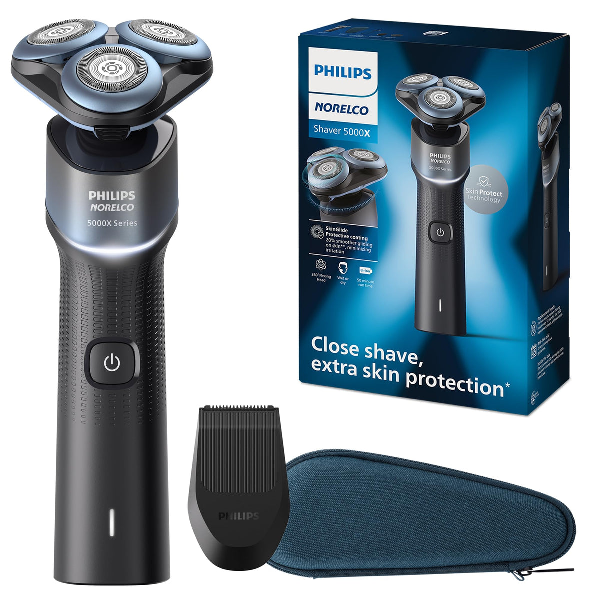 Norelco Shaver 5000X front view with precision trimmer