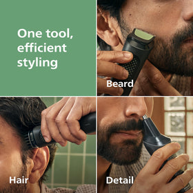 Norelco trimmer showing skin-friendly comfort blades