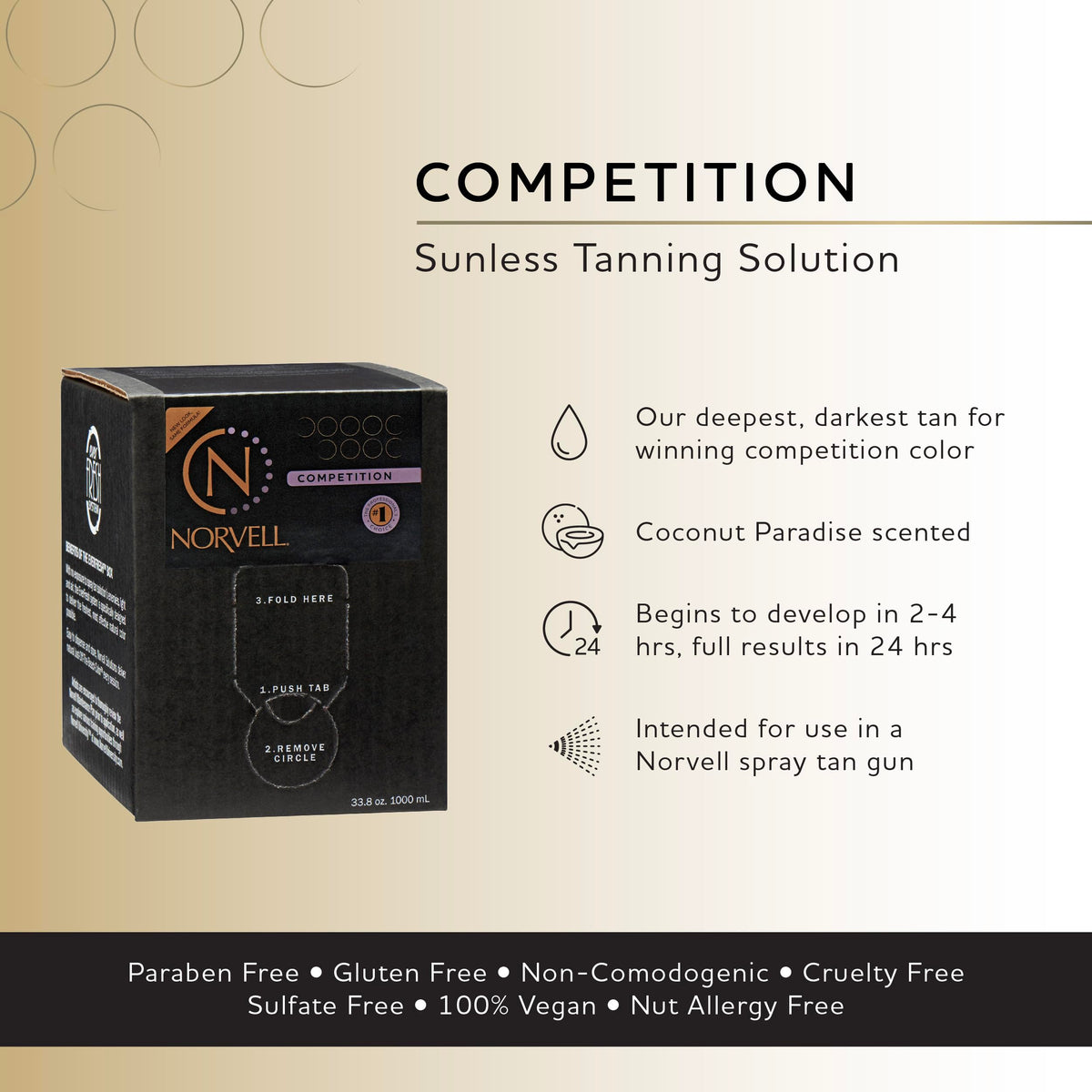 Norvell Competition Tan Spray Tan Solution 34 Oz back view