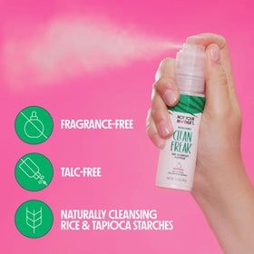Not Your Mother's Clean Freak Unscented Dry Shampoo Powder application process