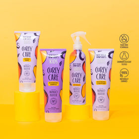 Not Your Mother's Kids Curly Care products on a bathroom shelf