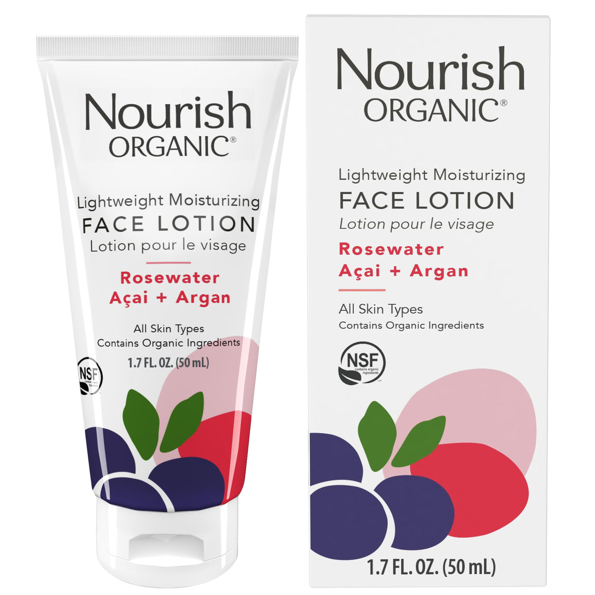 Nourish Organic Lightweight Moisturizing Face Lotion front view