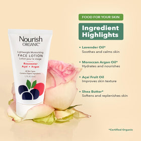 Nourish Organic Moisturizing Lotion in natural setting