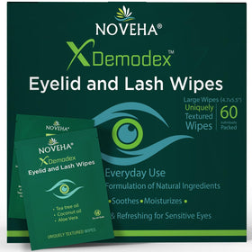 NOVEHA Demodex Eyelid & Lash Wipes box front view