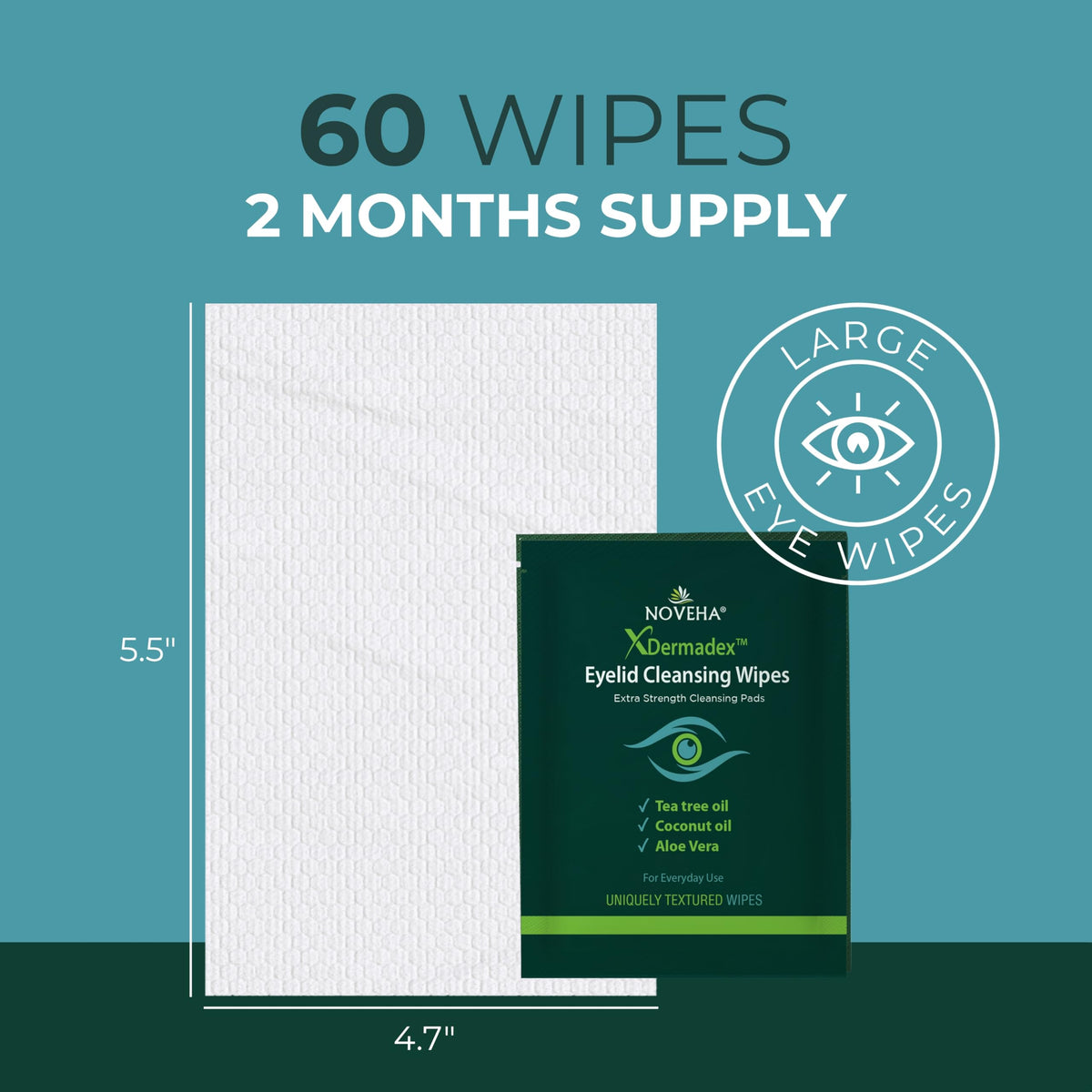 NOVEHA Demodex Eyelid & Lash Wipes packaging side view