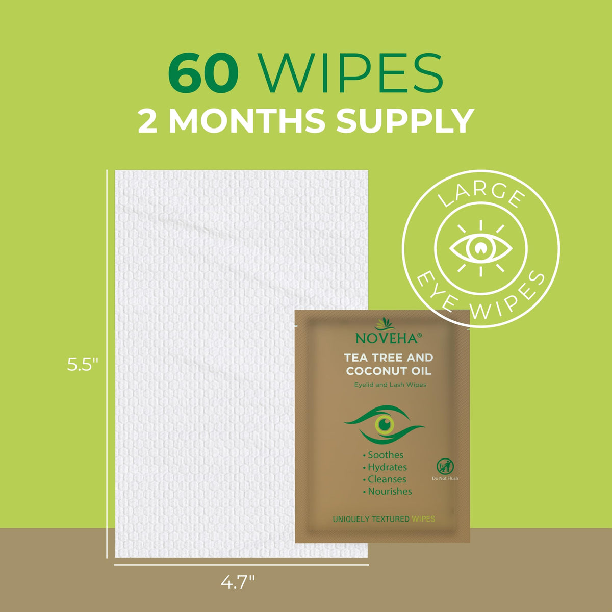 NOVEHA Eyelid & Lash Wipes on a bathroom counter