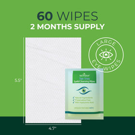 NOVEHA Tea Tree Oil Eyelid & Lash Wipes back view with ingredients