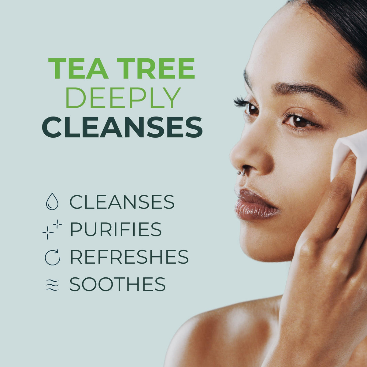 NOVEHA Tea Tree Oil Eyelid & Lash Wipes open pack showing wipes