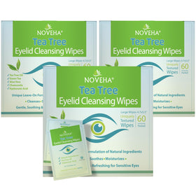 NOVEHA Tea Tree Oil Eyelid & Lash Wipes packaging front view