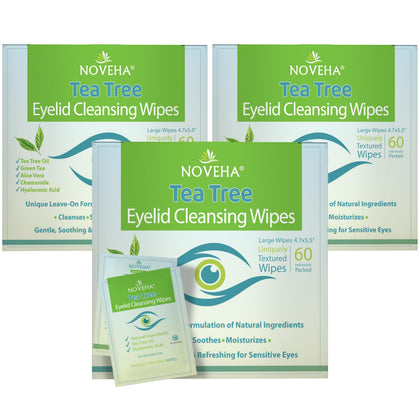 NOVEHA Tea Tree Oil Eyelid & Lash Wipes packaging front view